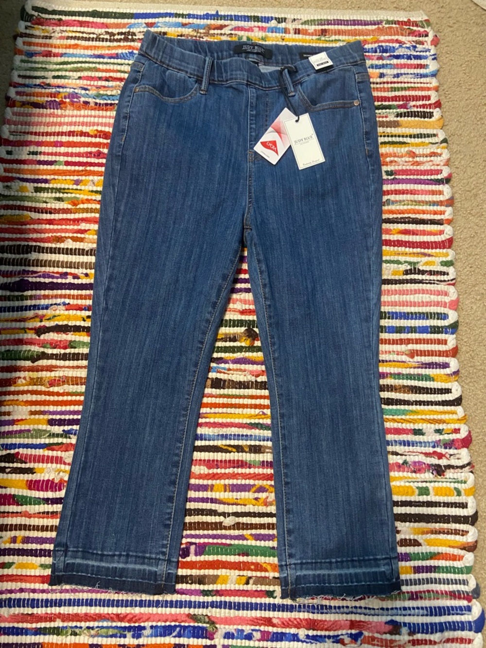 Judy Blue Mid-Rise Straight Leg Jeans in Blue Denim